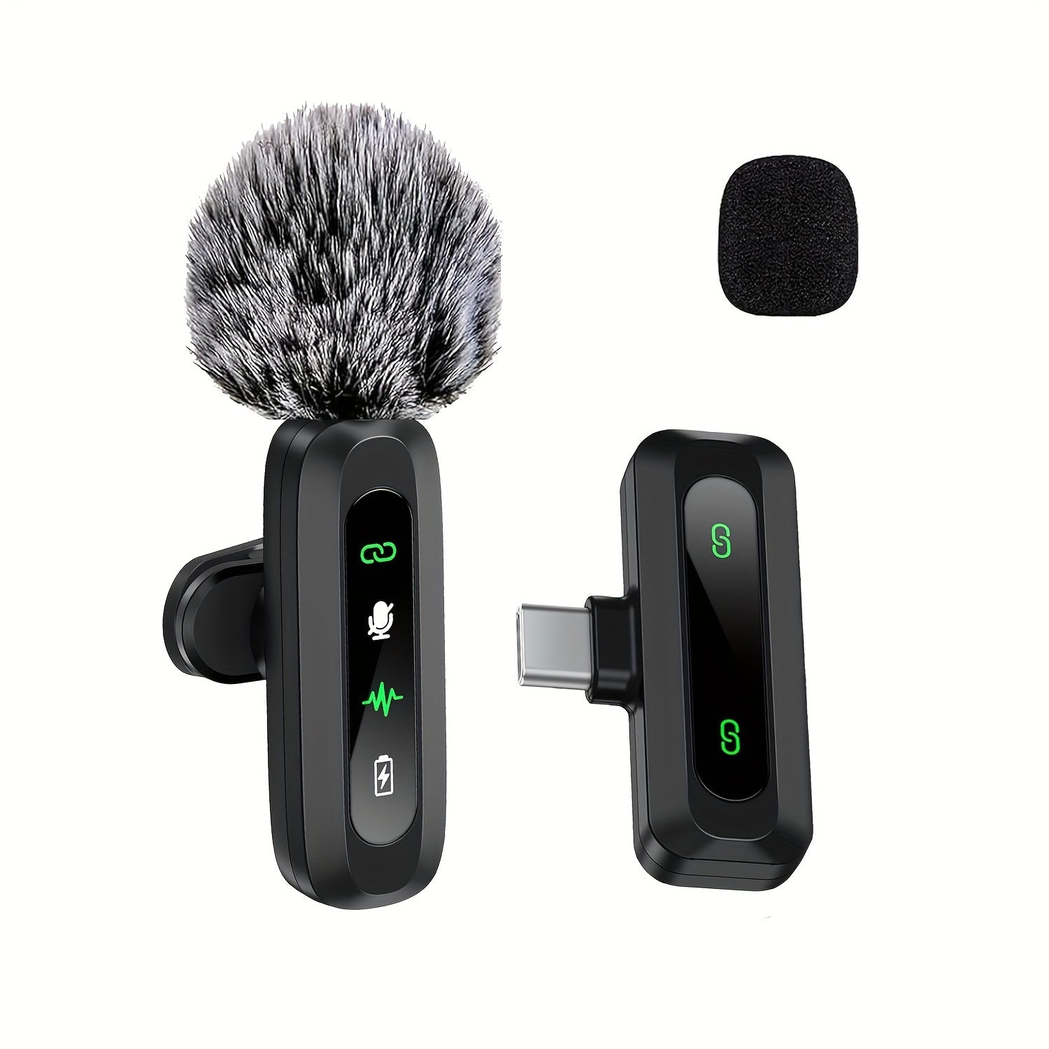 Wireless Lavalier Microphone Dual USB-C Receiver Recording System