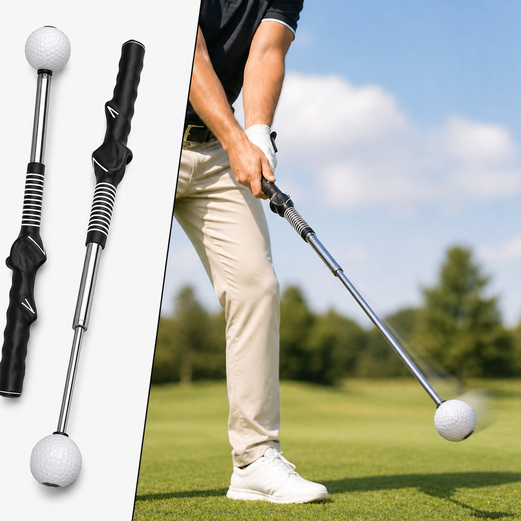 Golf Swing Trainer with Grip Alignment Stick Practice Aid