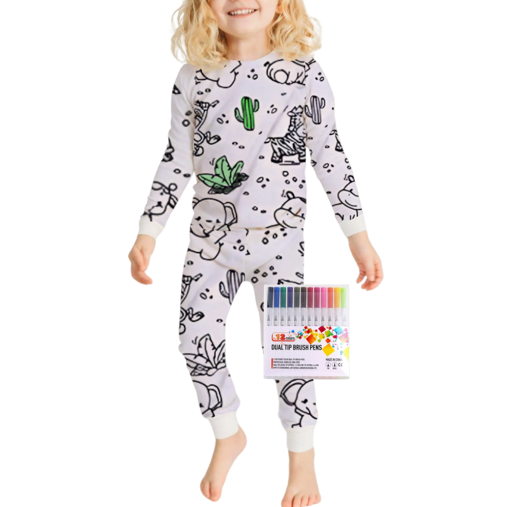 Kids Pajama Set Cotton Top and Bottom