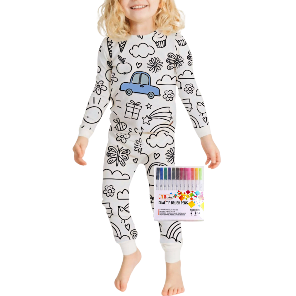 Kids Pajama Set Cotton Top and Bottom