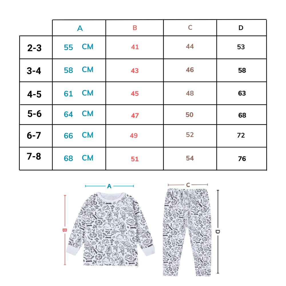 Kids Pajama Set Cotton Top and Bottom