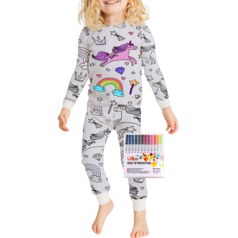 Kids Pajama Set Cotton Top and Bottom