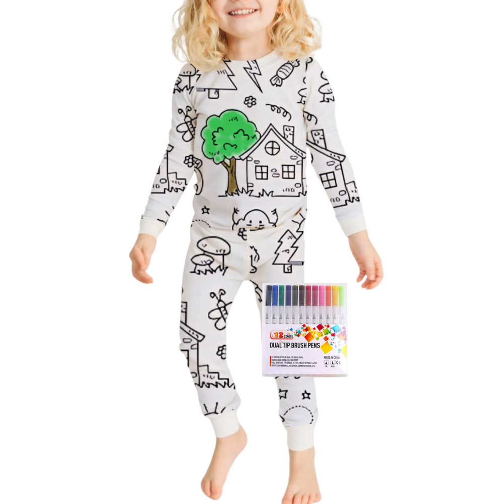 Kids Pajama Set Cotton Top and Bottom