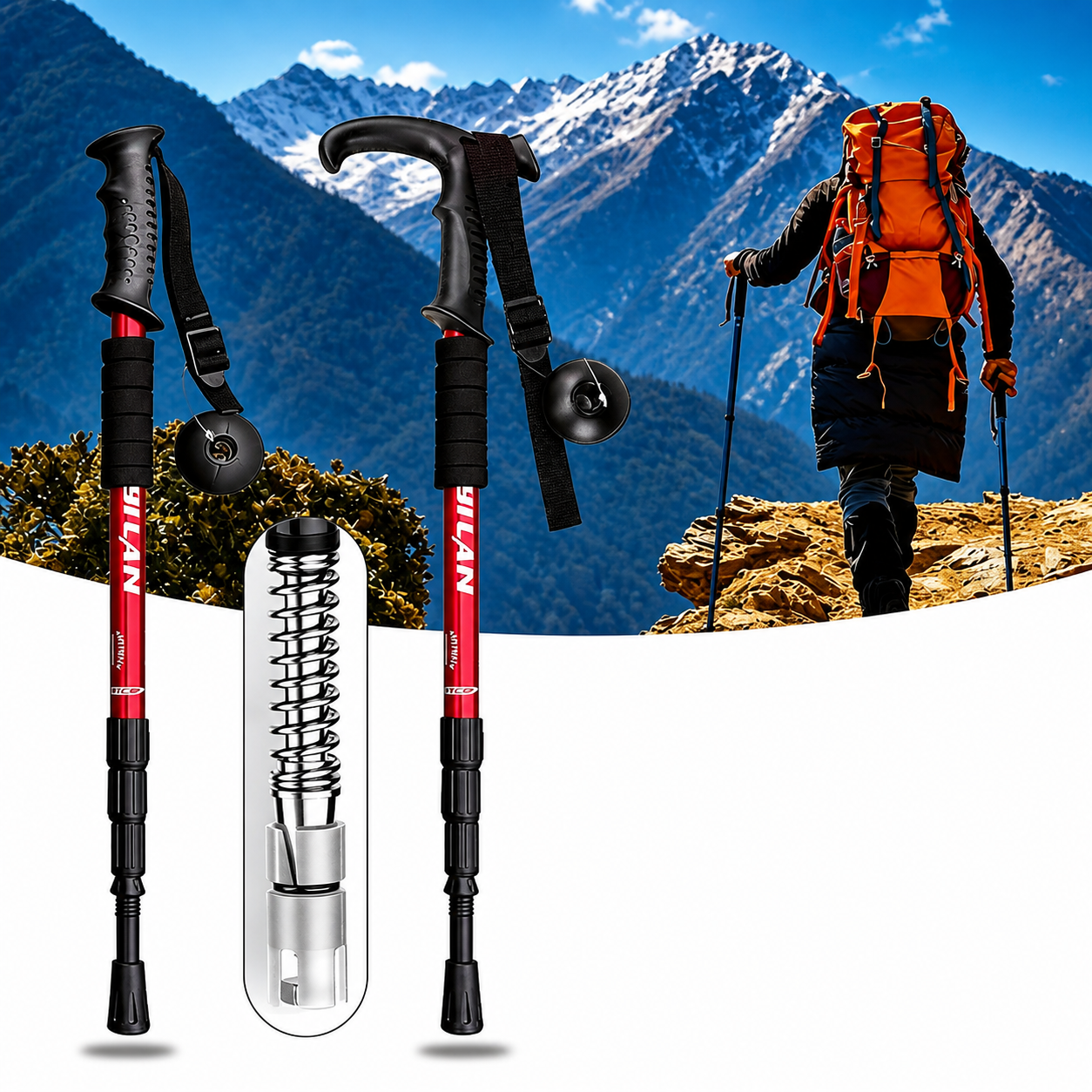 Telescopic Foldable Hiking Poles Walking Sticks Trekking Canes
