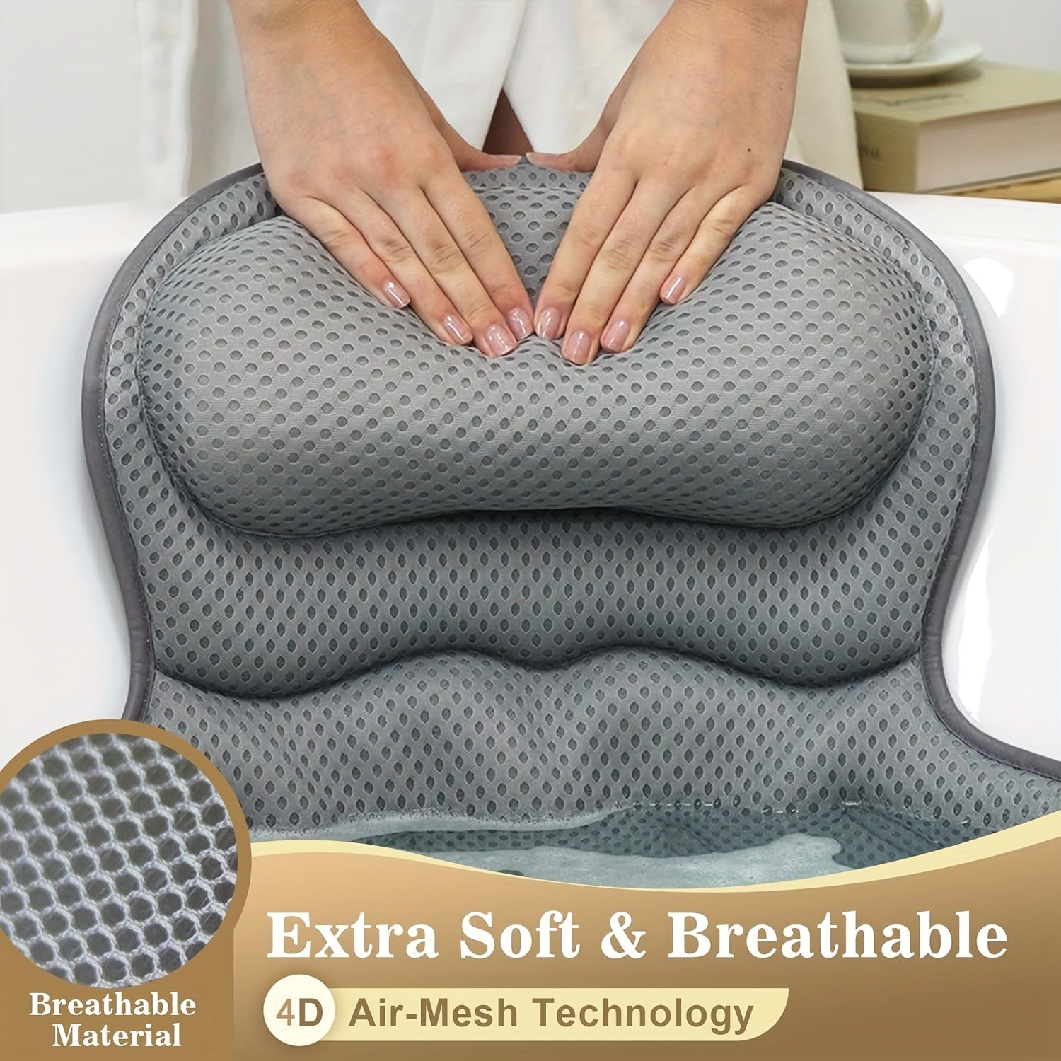 Bath Pillow Mesh Cushion Ergonomic Spa Bathtub Support