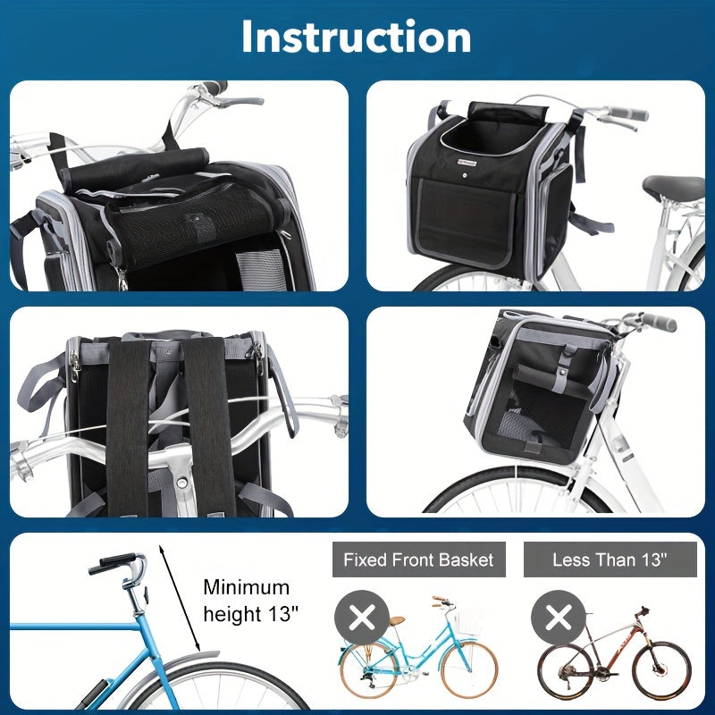 Expandable Pet Bicycle Basket Carrier