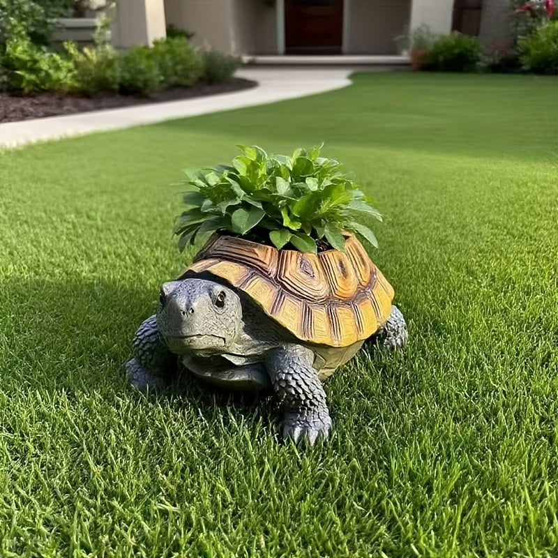 Turtle Shaped Resin Succulent Planter Pot for Small Plants and Cacti