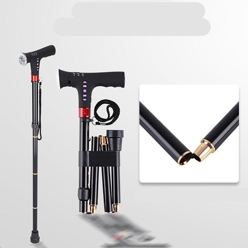 Foldable LED Walking Cane with Adjustable Height and Ergonomic Handle