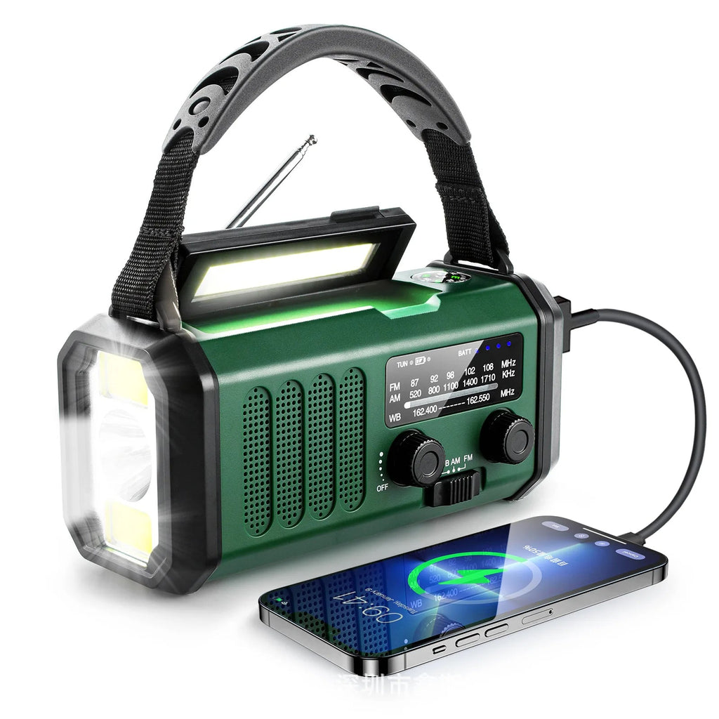 Solar Hand Crank Emergency Radio with NOAA, Power Bank, and Flashlight