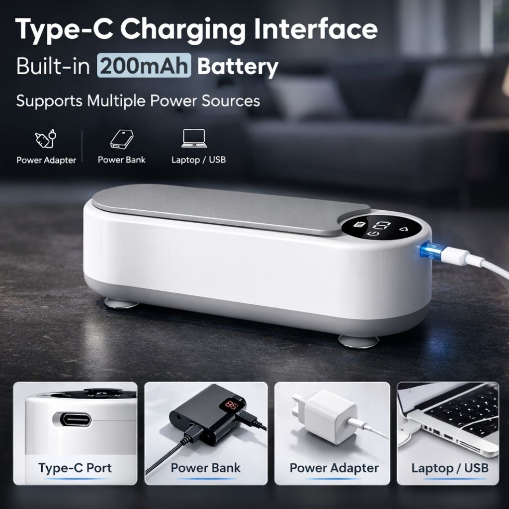 Ultrasonic Portable Jewelry and Glasses Cleaner for Eyeglasses Watches