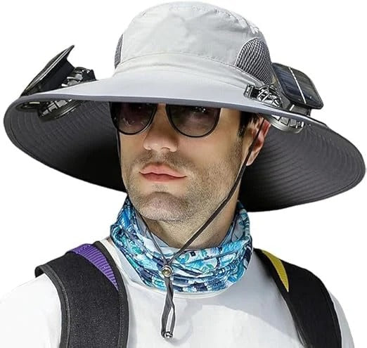 Men's Cooling Sun Hat with Dual Fan Solar Powered Outdoor Hat