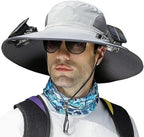 Men's Cooling Sun Hat with Dual Fan Solar Powered Outdoor Hat