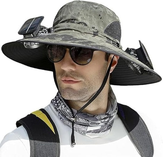 Men's Cooling Sun Hat with Dual Fan Solar Powered Outdoor Hat