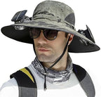 Men's Cooling Sun Hat with Dual Fan Solar Powered Outdoor Hat