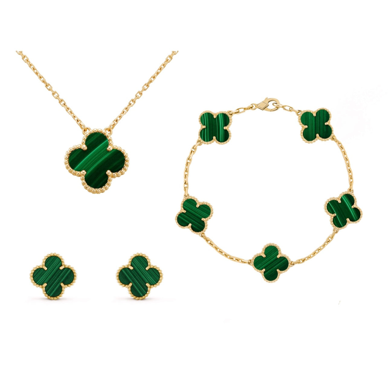 Four-Leaf Clover Bracelet 3 Piece Set Jewelry