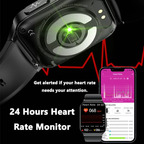 Smartwatch Circular Health Monitor with ECG and Blood Glucose Tracker