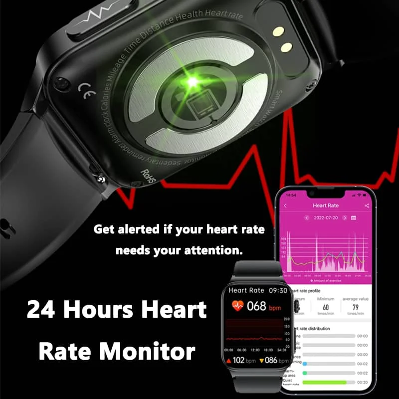 Smartwatch Circular Health Monitor with ECG and Blood Glucose Tracker