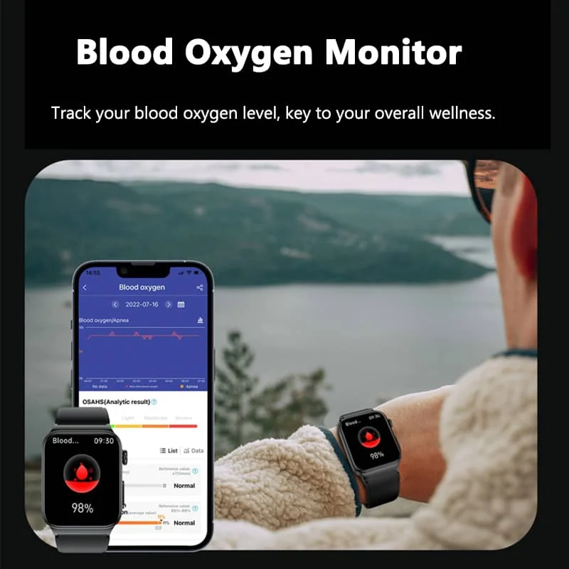 Smartwatch Circular Health Monitor with ECG and Blood Glucose Tracker