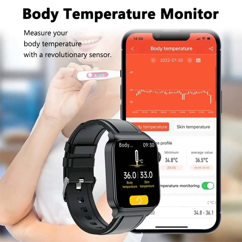 Smartwatch Circular Health Monitor with ECG and Blood Glucose Tracker