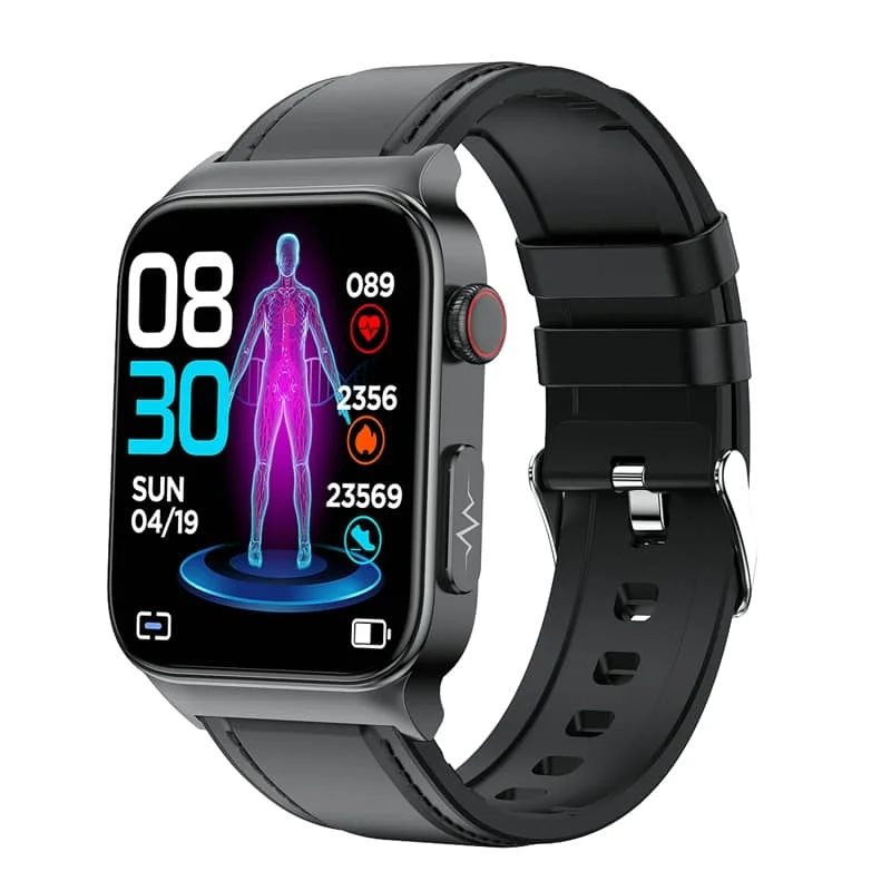Smartwatch Circular Health Monitor with ECG and Blood Glucose Tracker