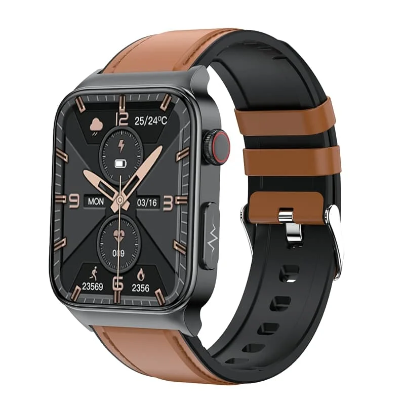 Smartwatch Circular Health Monitor with ECG and Blood Glucose Tracker