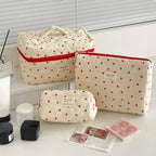 3 Piece Quilted Makeup Bag Set Travel Cosmetic Organizer Pouches