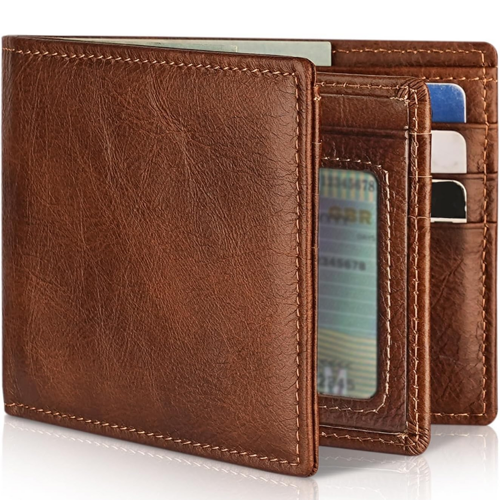 Men's Bifold Leather Wallet RFID Blocking Wallet