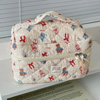 3 Piece Quilted Cosmetic Bag Set with Cartoon Design