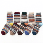 Wool Blend Crew Length Winter Socks Scandinavian Pattern