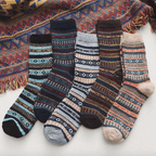 Wool Blend Crew Length Winter Socks Scandinavian Pattern