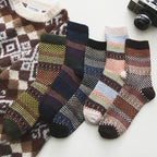 Wool Blend Crew Length Winter Socks Scandinavian Pattern