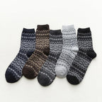 Wool Blend Crew Length Winter Socks Scandinavian Pattern