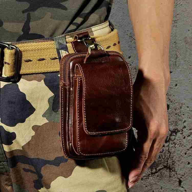 Leather Belt Bag Waist Pack Phone Holster Pouch for Men