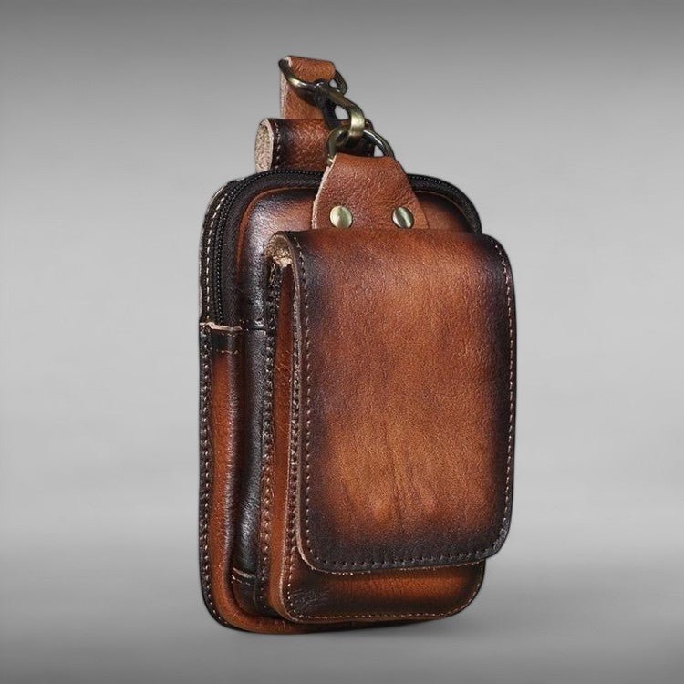 Leather Belt Bag Waist Pack Phone Holster Pouch for Men
