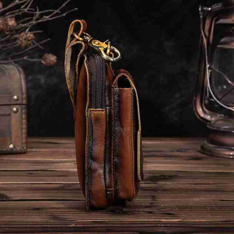 Leather Belt Bag Waist Pack Phone Holster Pouch for Men