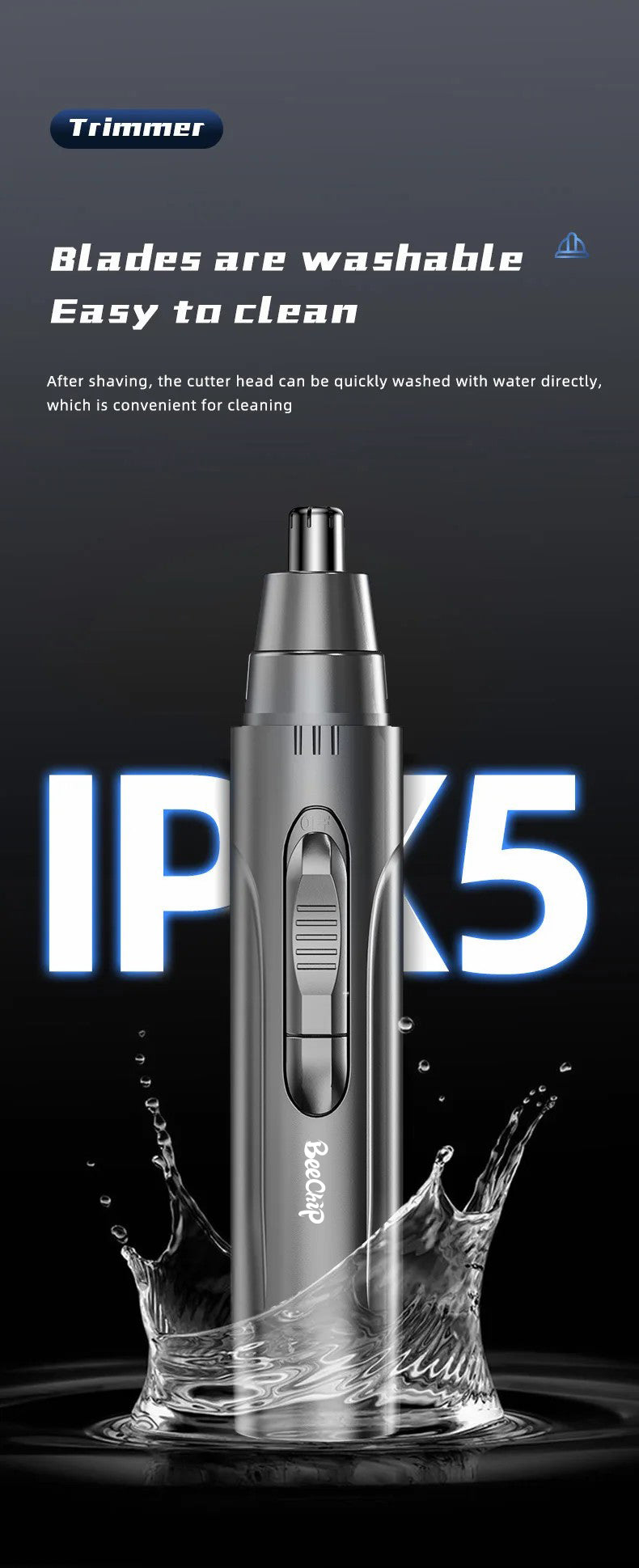 Nose Ear Hair Trimmer Rechargeable Electric Personal Grooming Tool
