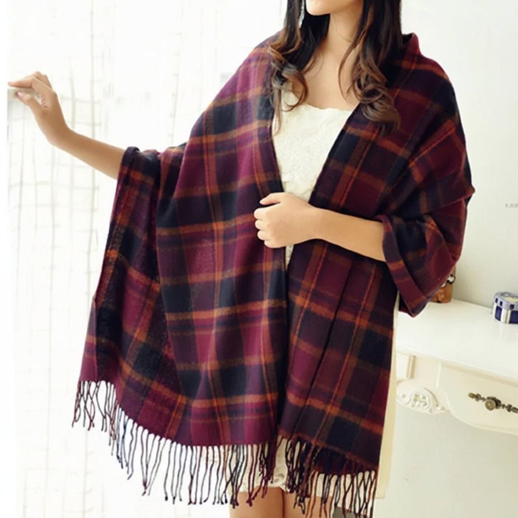 Women Large Square Winter Scarf Wrap Wool Blend Winter Wrap Scarf