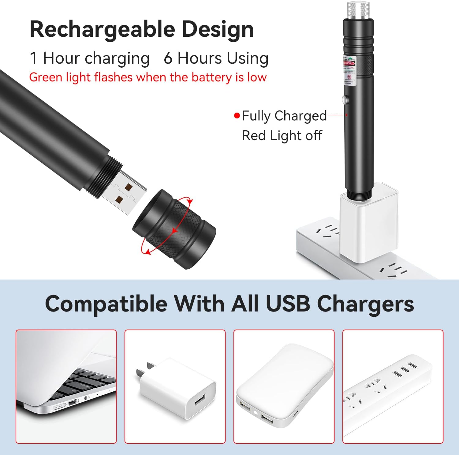 Rechargeable Laser Pointer Pen Torch