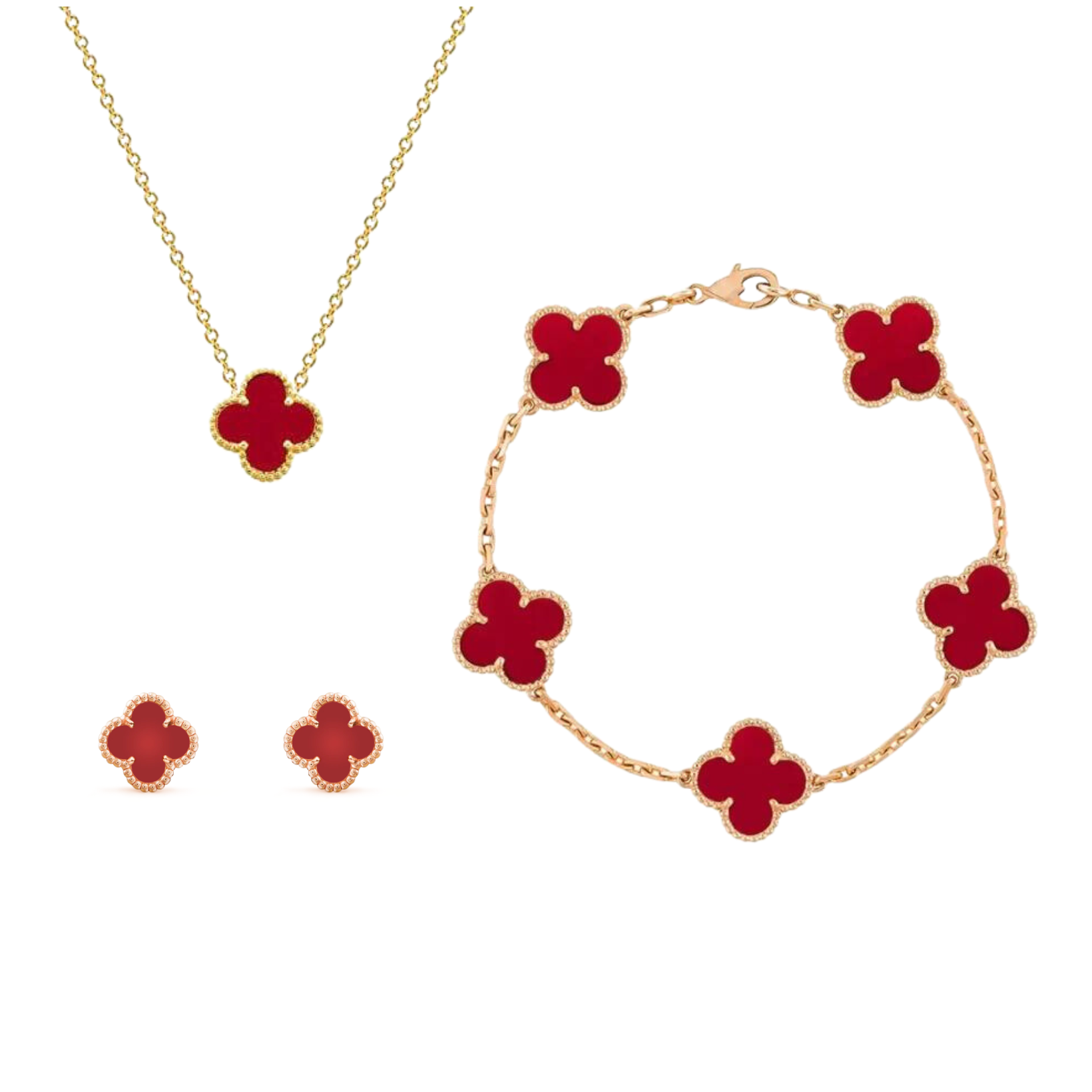 Four-Leaf Clover Bracelet 3 Piece Set Jewelry