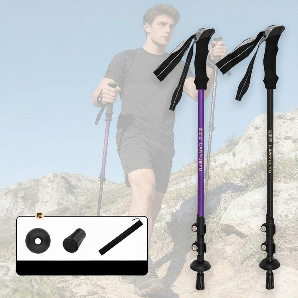 Adjustable Telescopic Trekking Poles 3-Section Carbon Fiber Lightweight
