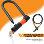 U Lock Bicycle Lock with Steel Security Cable Heavy Duty 16mm