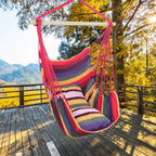 Hanging Rope Chair Swing Hammock with Pillows for Porch Patio Yard