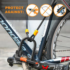 U Lock Bicycle Lock with Steel Security Cable Heavy Duty 16mm