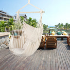 Hammock Rope Chair Swing Seat with Pillows for Patio and Camping