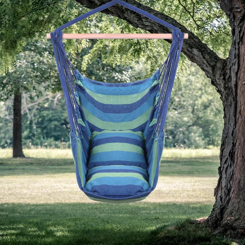 Hammock Chair with Cushion Hanging Indoor Outdoor Swing Seat