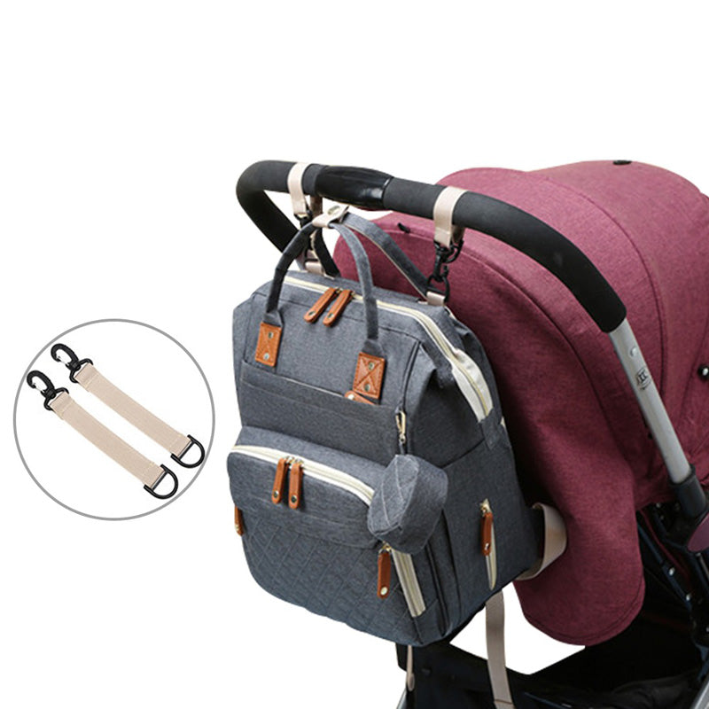 Quilted Large Capacity Diaper Backpack Baby Bag with Leather Accents
