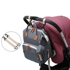 Quilted Large Capacity Diaper Backpack Baby Bag with Leather Accents