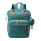 Quilted Large Capacity Diaper Backpack Baby Bag with Leather Accents