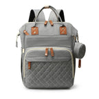 Quilted Large Capacity Diaper Backpack Baby Bag with Leather Accents
