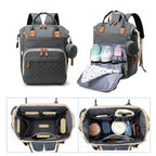 Quilted Large Capacity Diaper Backpack Baby Bag with Leather Accents